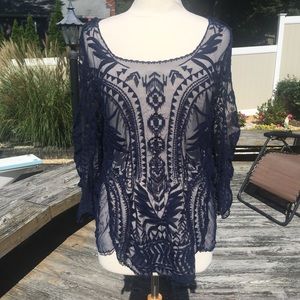 SOLD !!!! Navy blue lace top